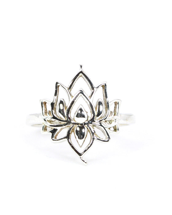 Tribal Silber Stackring Lotus