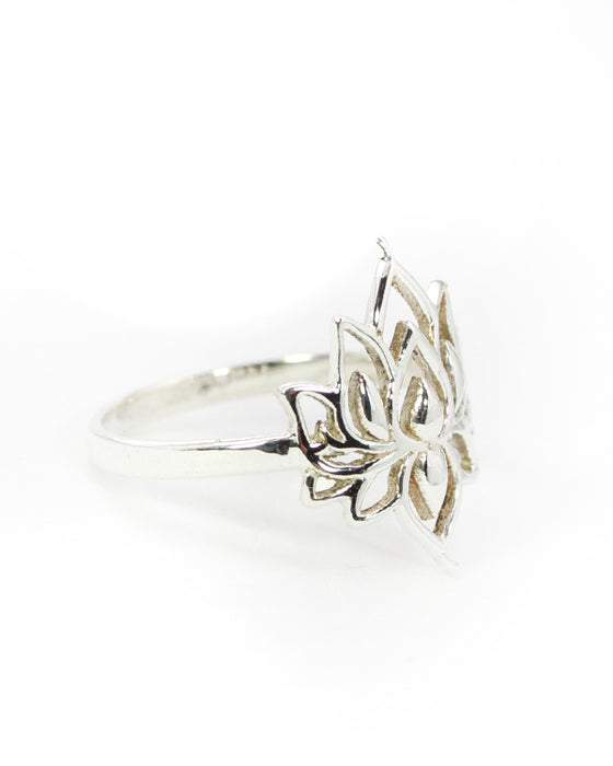 Tribal Silber Stackring Lotus